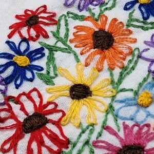 Vintage Embroidered‎ Dishcloths Floral Basket Decor Kitchen Towels Stained